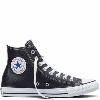 Converse Chuck Taylor All Star Leather - Naisten Matalavartiset Tennarit - Mustat